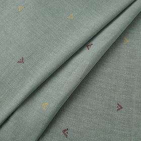 Green - handloom organic buti kala cotton fabric 05