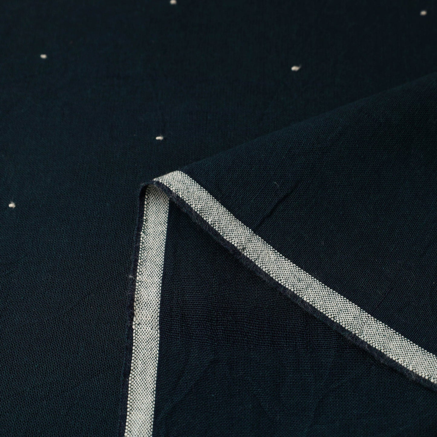 Green - handloom organic kala cotton fabric 03 - handcrafted