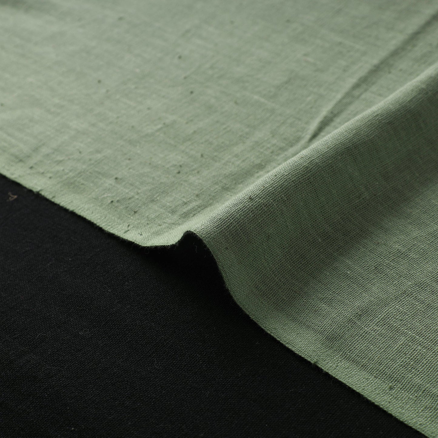 Green - handloom organic kala cotton fabric 09 - handcrafted