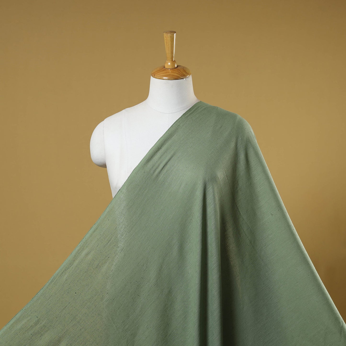 Green - handloom organic kala cotton fabric 09 - handcrafted