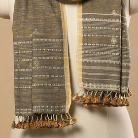 Green - handloom organic kala cotton kutch bhujodi stole 23