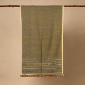 Green - handloom organic kala cotton kutch bhujodi stole 23