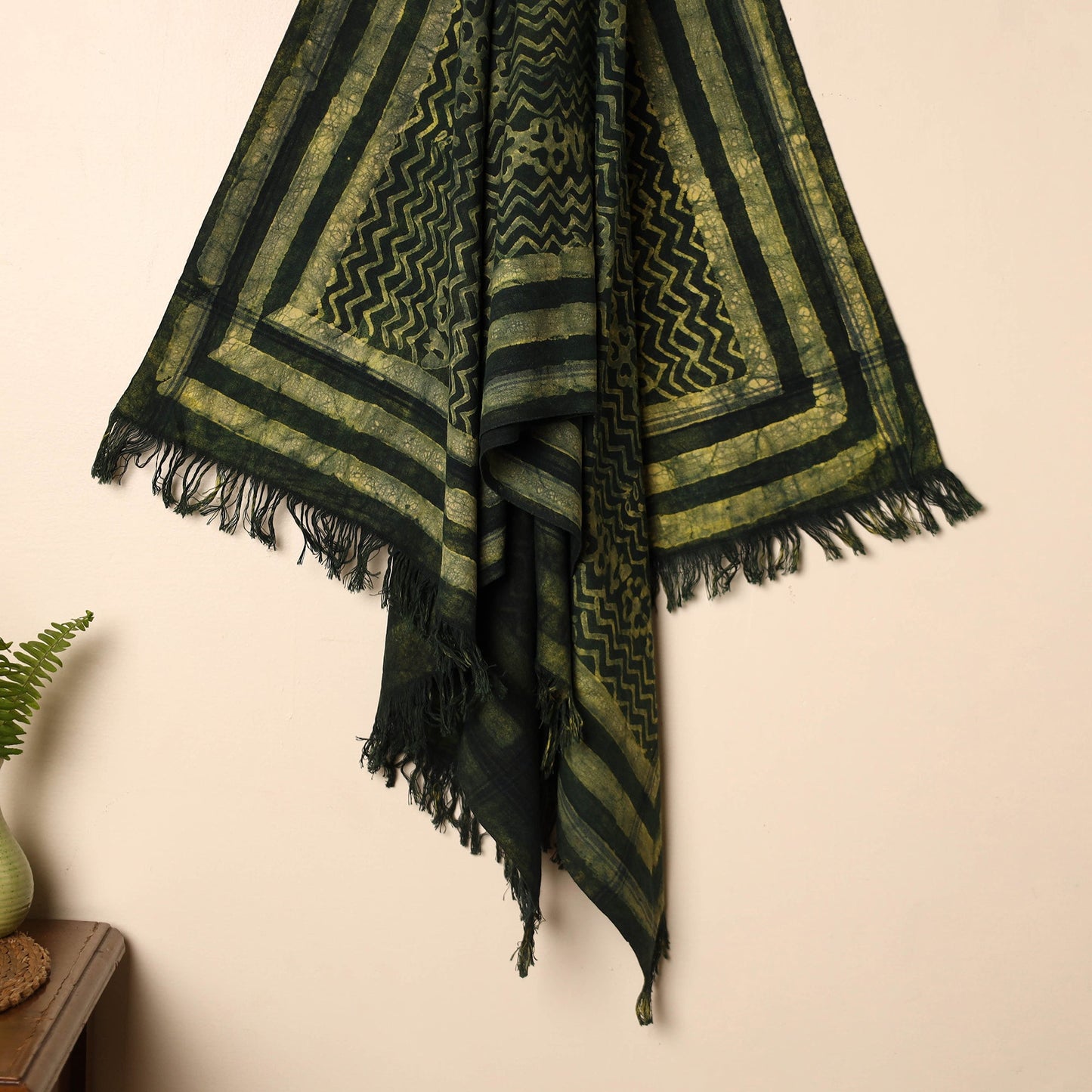 Green - Handloom Block Printed Cotton Bindaas Towel 03