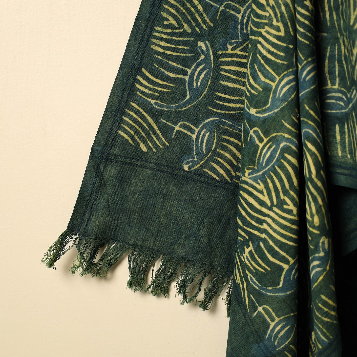 Green - handloom printed cotton bindaas towel 25