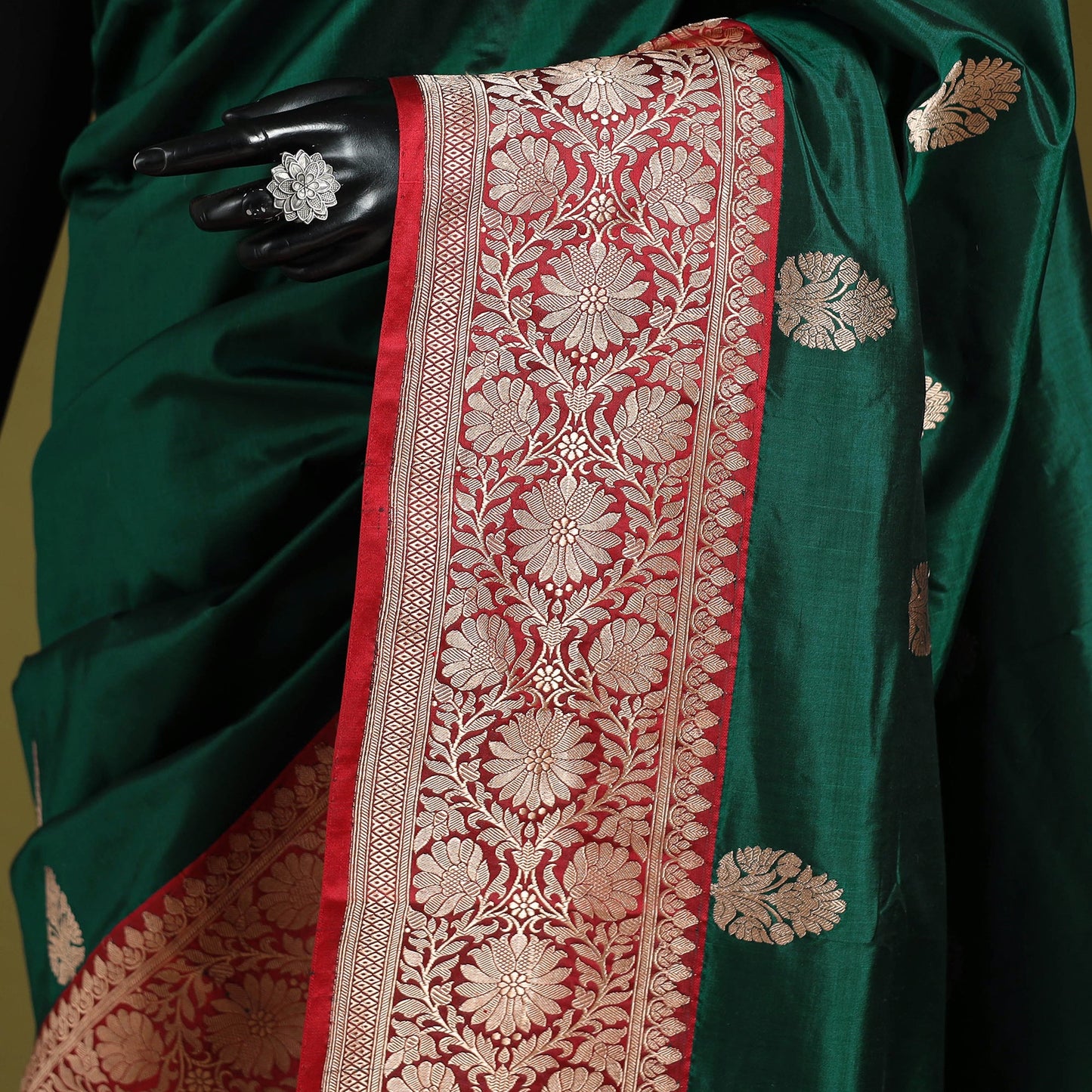 Green - handloom pure katan silk kaduwa zari buti banarasi