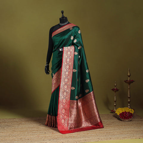 Green - handloom pure katan silk kaduwa zari buti banarasi