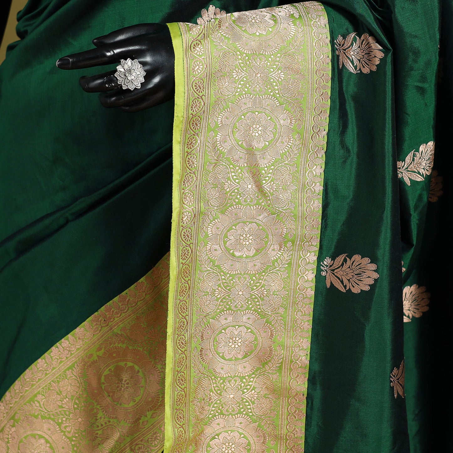 Green - handloom pure katan silk kaduwa zari buti banarasi