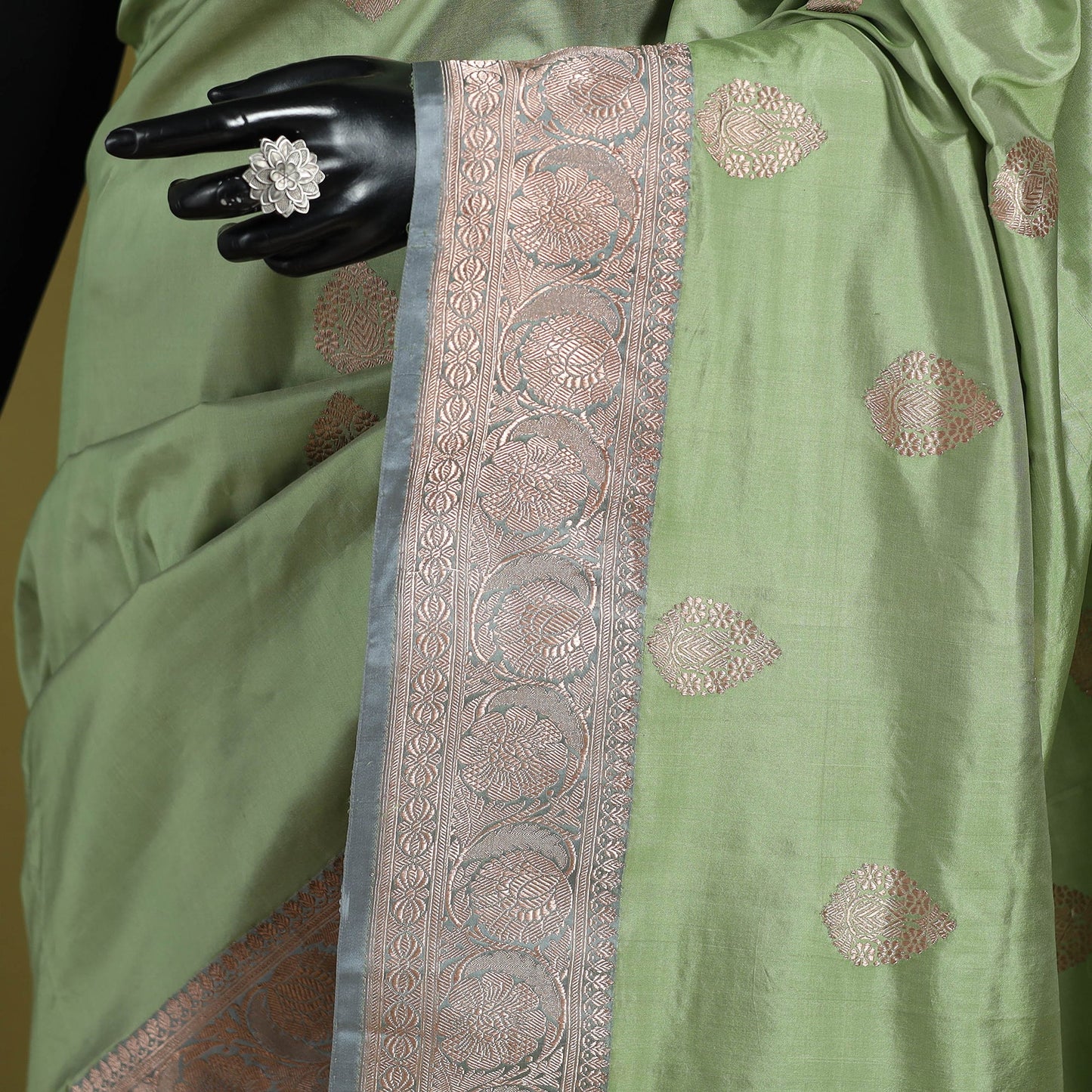 Green - handloom pure katan silk kaduwa zari buti banarasi