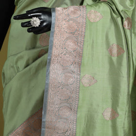 Green - handloom pure katan silk kaduwa zari buti banarasi