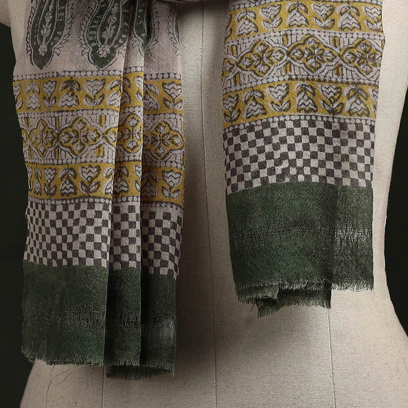 Handloom pure wool natural dyed hand block print bagru