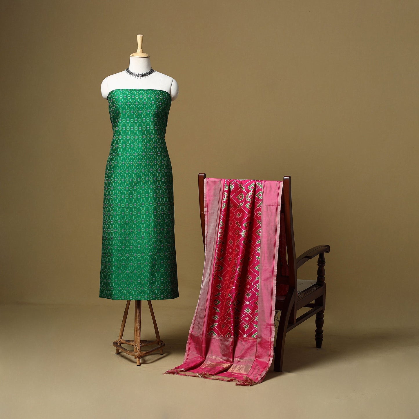 Handloom sico pochampally ikat 2pc unstitched dress