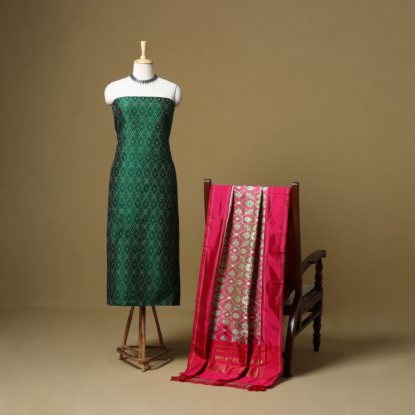Handloom sico pochampally ikat 2pc unstitched dress