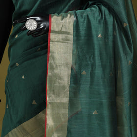 Green - handloom silk cotton buti maheshwari saree