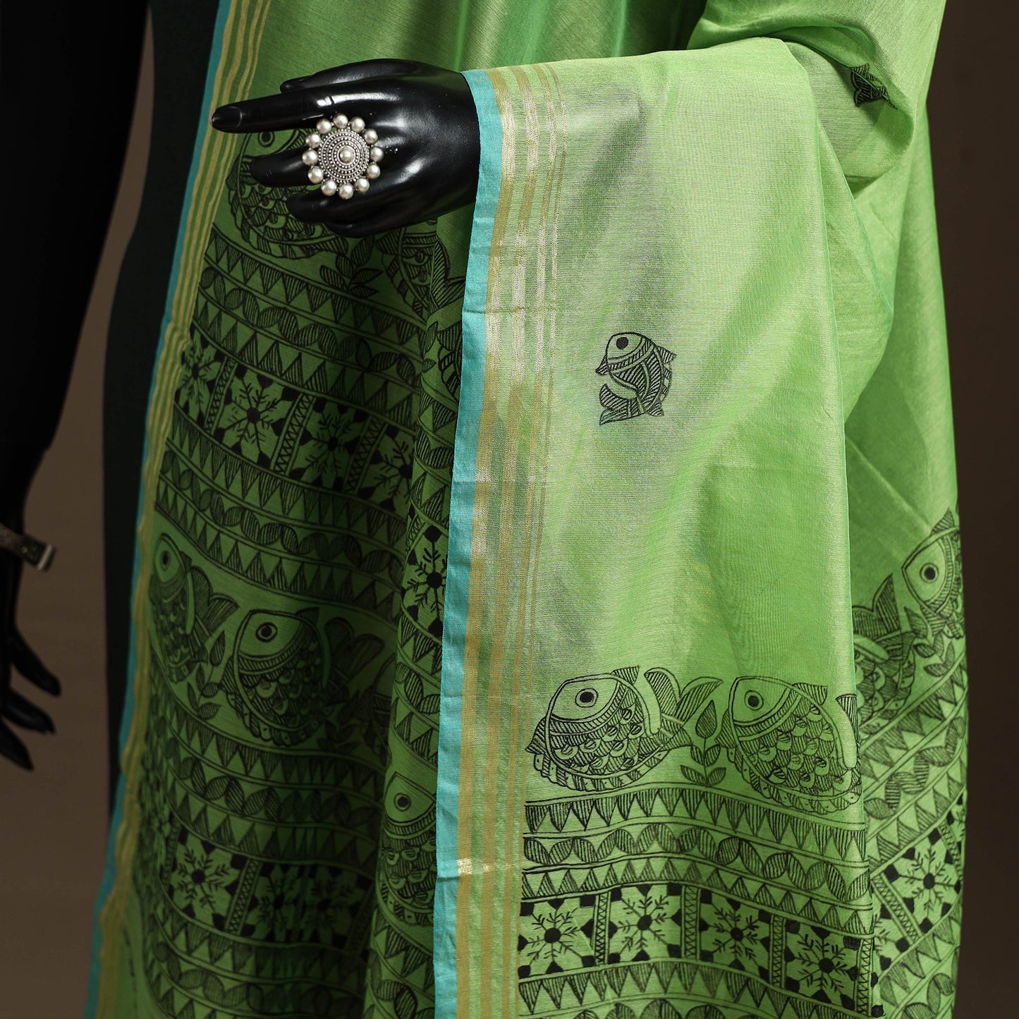 Handloom silk cotton handpainted madhubani dupatta 02