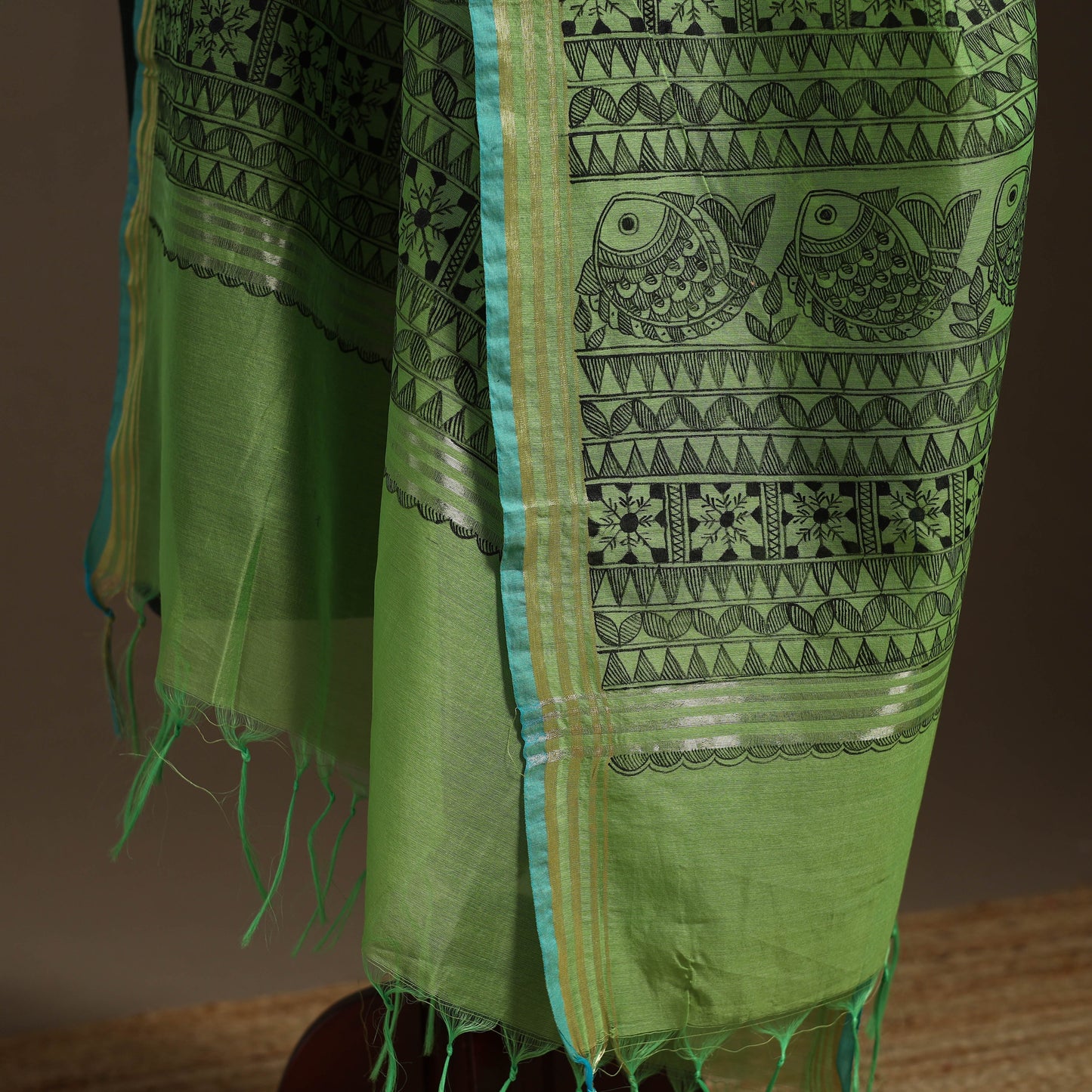 Handloom silk cotton handpainted madhubani dupatta 02