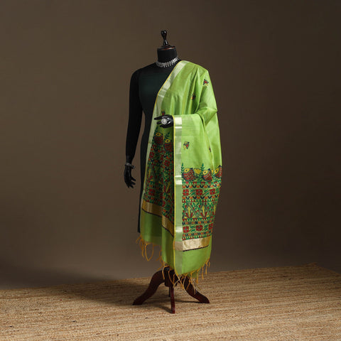 Handloom silk cotton handpainted madhubani dupatta 10