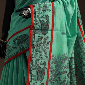 Handloom silk cotton handpainted madhubani saree 06