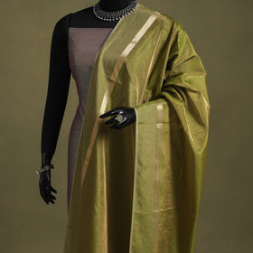 Green - handloom silk cotton heavy tissue gold zari