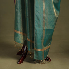 Green - handloom silk cotton heavy tissue gold zari