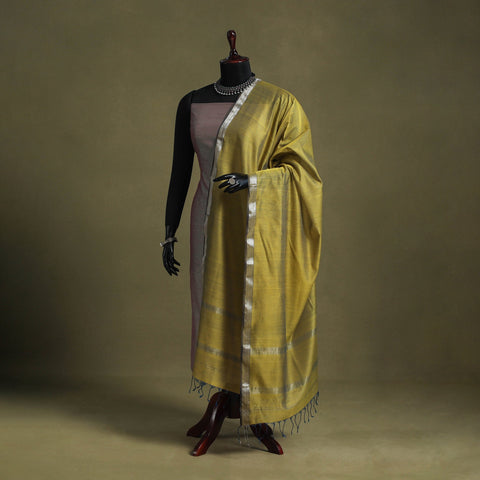 Green - handloom silk cotton maheshwari dupatta 01
