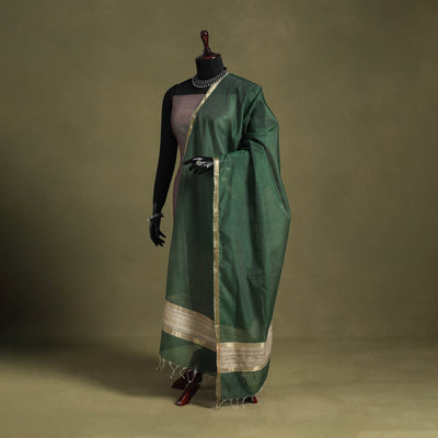 Green - handloom silk cotton maheshwari dupatta 30