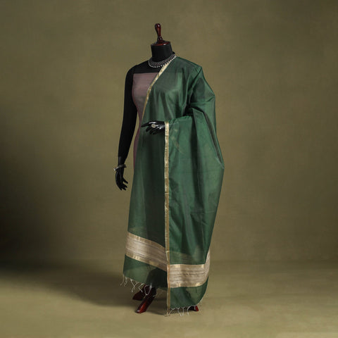 Green - handloom silk cotton maheshwari dupatta 30