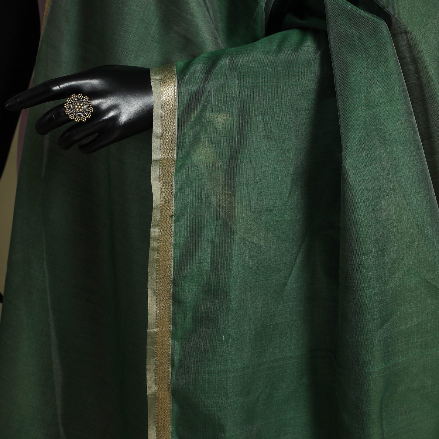 Green - handloom silk cotton maheshwari dupatta 30