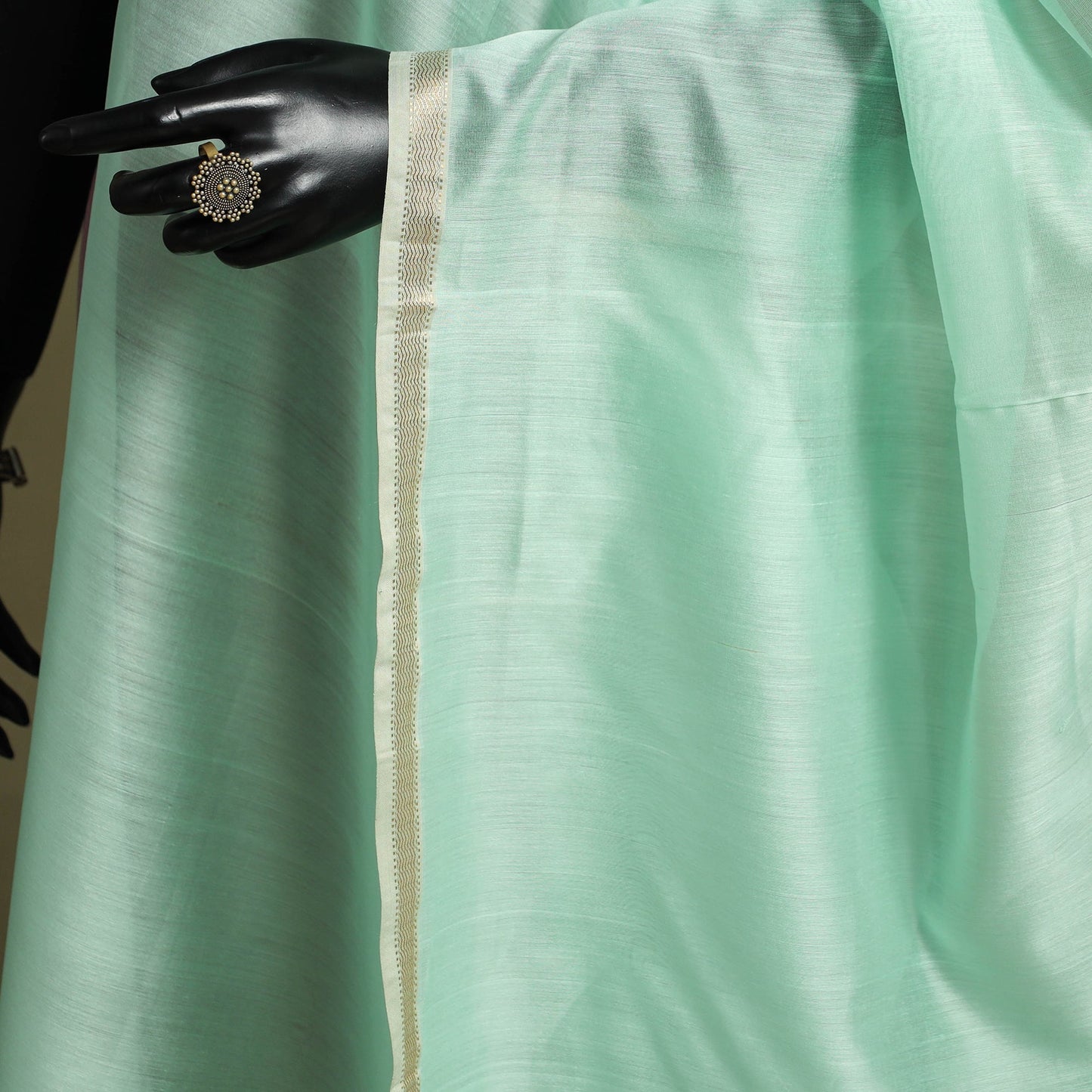 Green - handloom silk cotton maheshwari dupatta 36