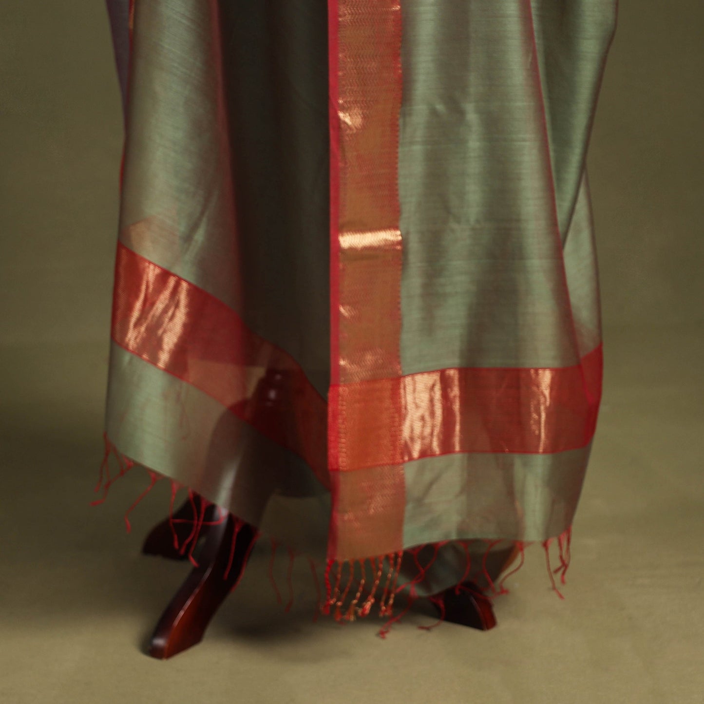 Green - handloom silk cotton maheshwari dupatta 46