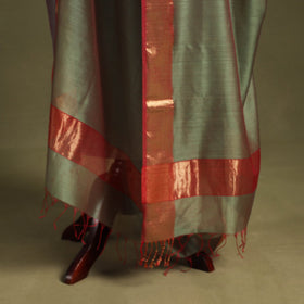 Green - handloom silk cotton maheshwari dupatta 46