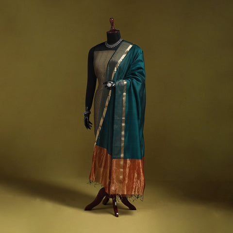 Handloom silk cotton maheshwari dupatta with zari border 29