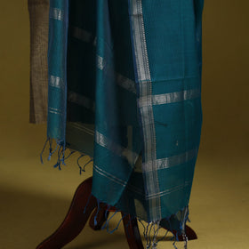 Handloom silk cotton stripes maheshwari dupatta with zari