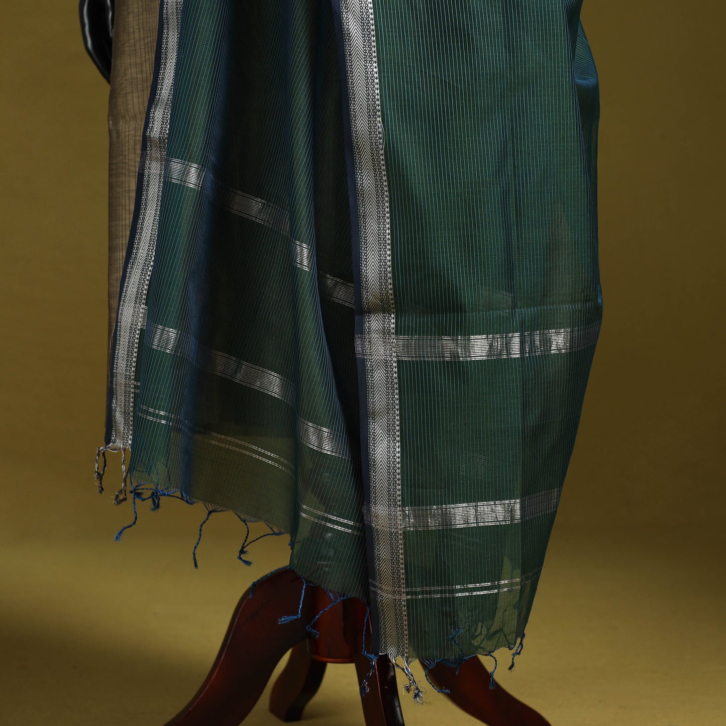 Handloom silk cotton stripes maheshwari dupatta with zari