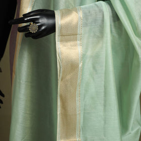 Green - handloom silk cotton tissue zari maheshwari dupatta