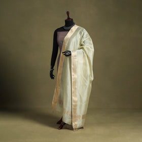 Green - handloom silk cotton tissue zari maheshwari dupatta