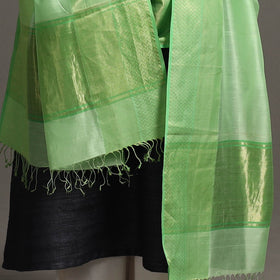 Green - handloom silk cotton zari border maheshwari dupatta