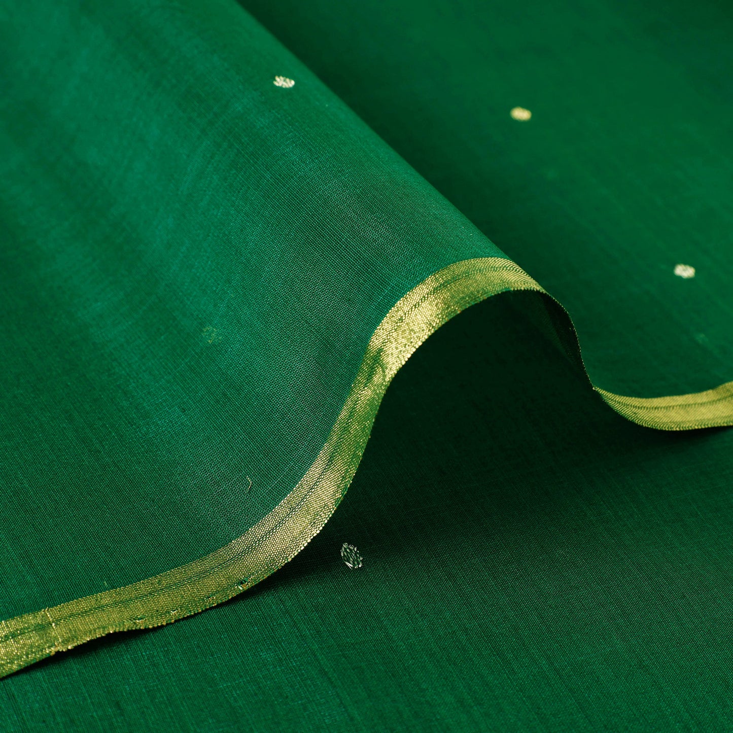 Green - handloom silk cotton zari buti chanderi fabric 06