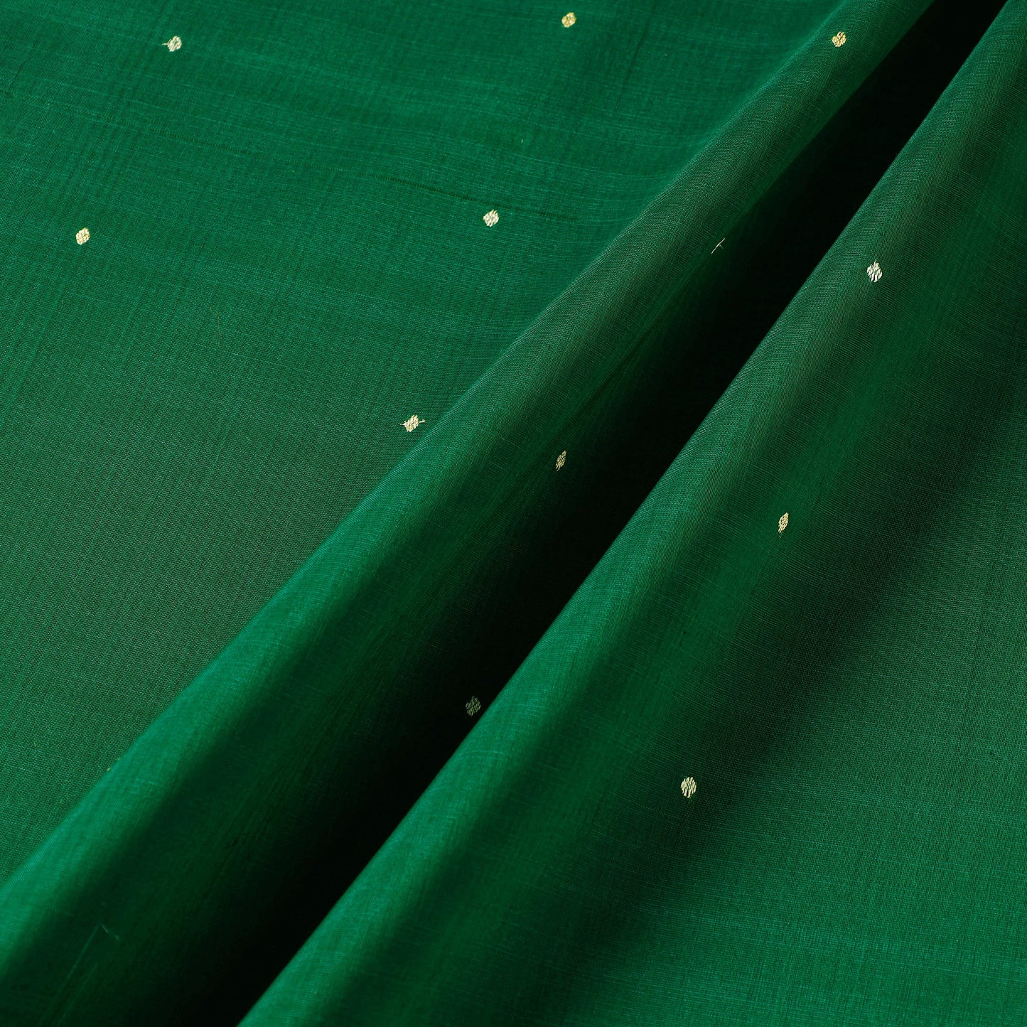 Green - handloom silk cotton zari buti chanderi fabric 06