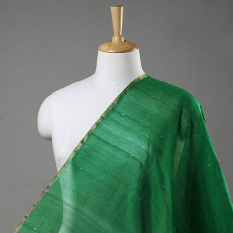 Green - handloom silk cotton zari buti chanderi fabric 06