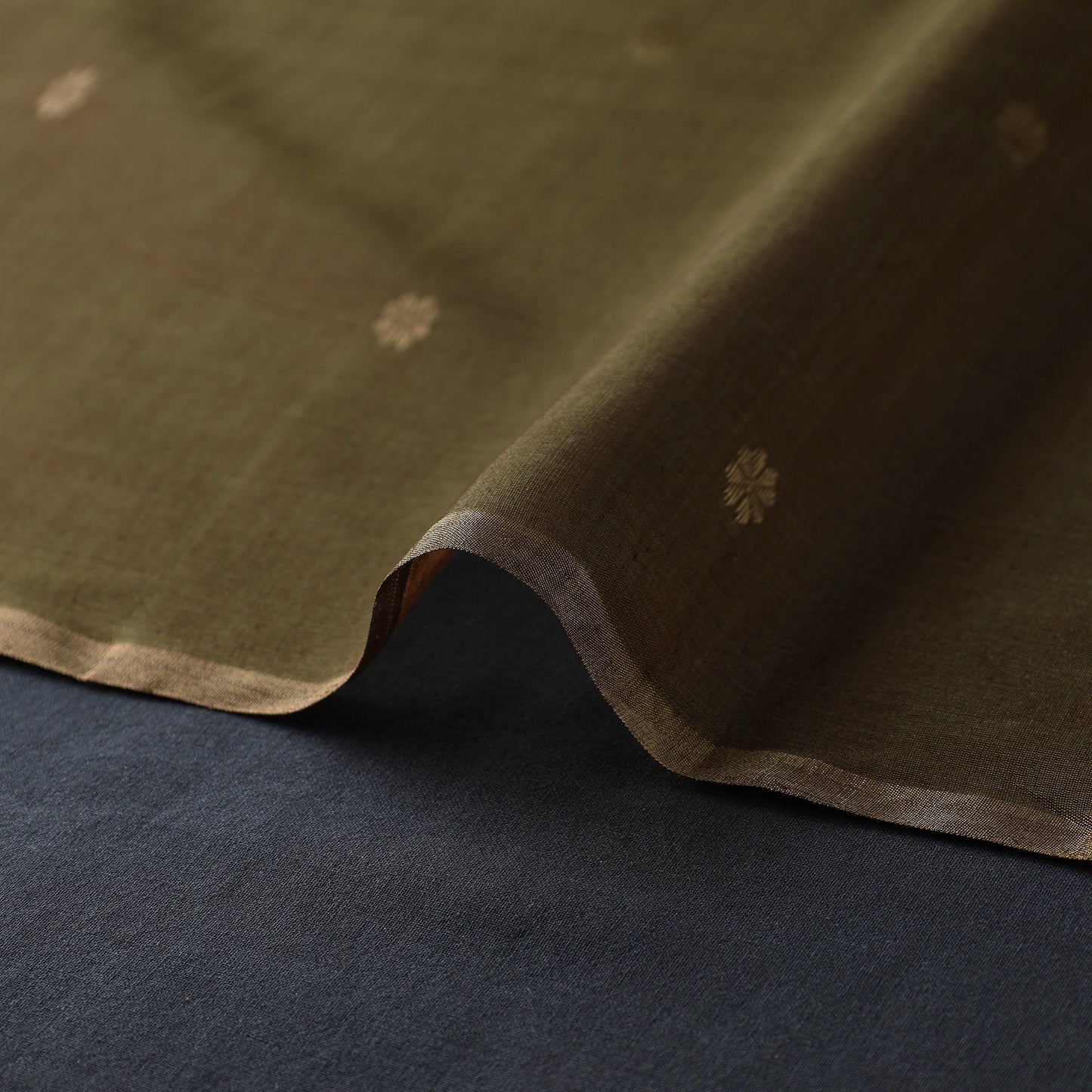 Green - handloom silk cotton zari buti chanderi fabric 13