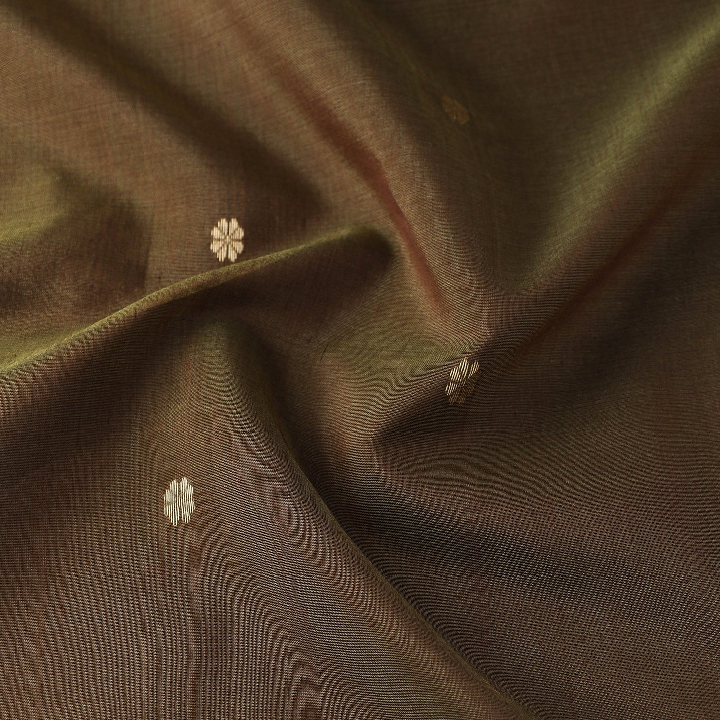 Green - handloom silk cotton zari buti chanderi fabric 13