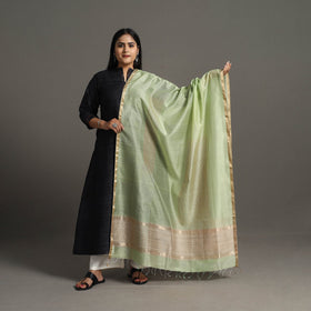 Green - handloom silk cotton zari work maheshwari dupatta
