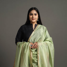 Green - handloom silk cotton zari work maheshwari dupatta