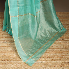 Green - handloom tissue zari chanderi silk saree 10