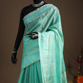 Green - handloom tissue zari chanderi silk saree 10