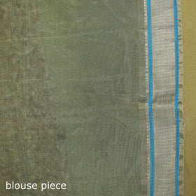 Green - handloom tissue zari weave silk cotton buti