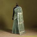 Green - handloom tissue zari weave silk cotton buti