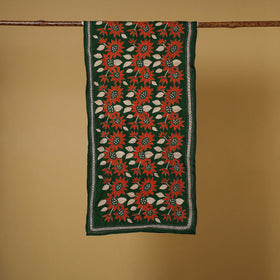 Green - handloom tussar silk bengal kantha work stole 01
