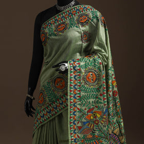 Handloom tussar silk handpainted madhubani saree 04