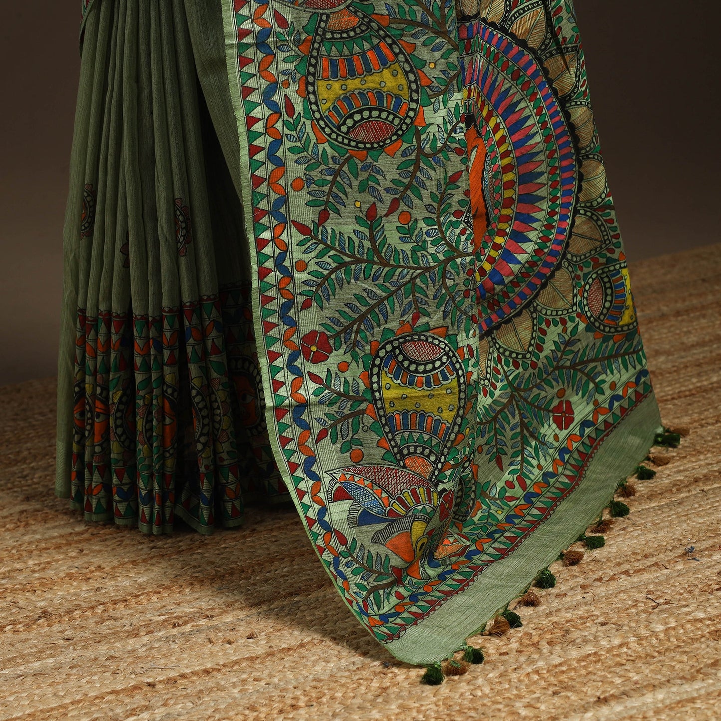 Handloom tussar silk handpainted madhubani saree 04